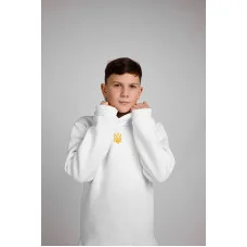 Худі графіт "Тризуб" (з вишивкою) білий