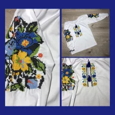 Вишиванка для дівчинки Квітковий сад" (кольоровий мікс) синій