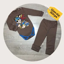 Ясельний комплект "PAW PATROL MIGHTY HEROS" 2-х предметний (боді  + штанці). шоколад