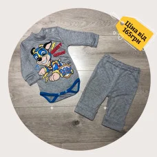 Ясельний комплект "PAW PATROL MIGHTY HEROS" 2-х предметний (боді  + штанці). сірий