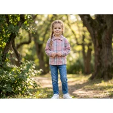 Лляна сорочка "Клітинка" пудра