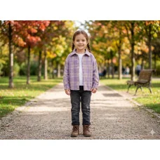 Лляна сорочка "Клітинка" бузок