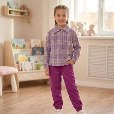  Стильний костюм "Клітинка"бузок +малина