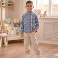  Стильний костюм "Клітинка" блакитний +беж