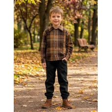  Стильний костюм "Клітинка" коричневий з чорним
