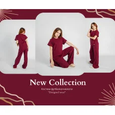 Костюм футболка+кюлоти "Designed wear" бордо