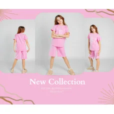 Костюм футболка+шорти "More music" рожева