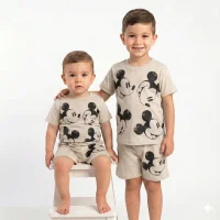 Костюм футболка+шорти  Міккі мордочки беж