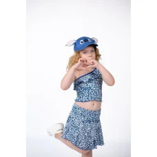 Костюм "Квітчастий" топ+спідниця синій мустанг