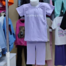 Костюм "Everything is fine" футболка+треси бузковий