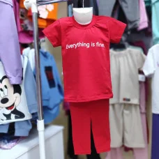 Костюм "Everything is fine" футболка+треси червоний