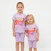 Костюм футболка +велосипедки "see Good iN aLL tHiNgS" бузок