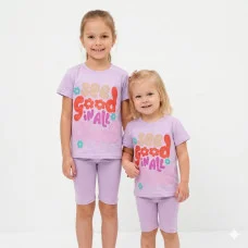 Костюм футболка +велосипедки "see Good iN aLL tHiNgS" бузок