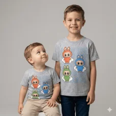 Футболка дитяча  "Labubu" сірий меланж