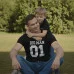 Сімейні футболки чорні для тата і сина з куліру – прямий друк " Big man and little man"