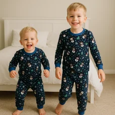 Піжама Новочічна "Сніговики" синя