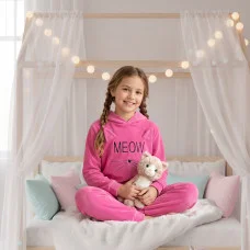 Махрова піжама «MEOW» рожева