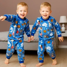 Піжама "Тваринки та м'ячі" синя