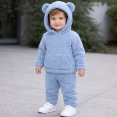 Костюм худі  з карманом +штани "Тедді"  блакитний