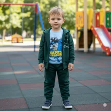 Костюм олімпійка+футболка+штани "SMILE" зелений 