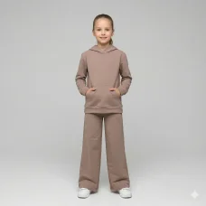 Костюм худі+штани палацо мокко