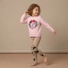 Костюм Кофта+лосини "Мінні в капюшоні"  рожевий+беж