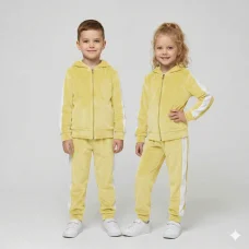 Дитячий велюровий костюм з лампасами лимон