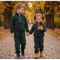 Теплий флісовий костюм для дітей зелений