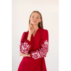 Сукня з довгим рукавом (на запах) коротка з вишивкою