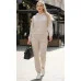 Костюм з альпаки | Теплий жіночий костюм з капюшоном | Колір Кремовий