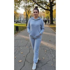 Костюм з альпаки | Теплий жіночий костюм з капюшоном | Колір Блакитний