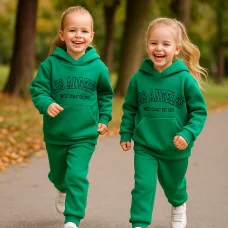Костюм худі+штани "California" зелений з карманом