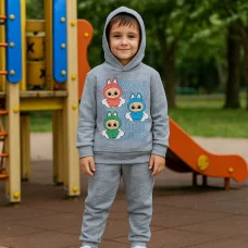 Костюм худі+штани  "LA BUBU" сірий