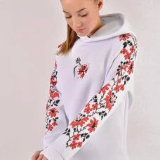 Худі білий "Українка" (з принтом)