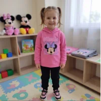 Костюм худі+штани  "Мінні" рожевий+чорні штани