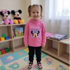 Костюм худі+штани  "Мінні" рожевий+чорні штани