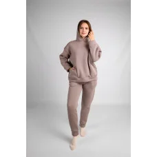 Костюм худі + штани (тринитка на флісі) з двома карманами беж