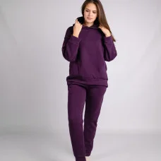 Костюм худі + штани (тринитка на флісі) з двома карманами фіолетовий
