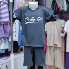 Костюм футболка+велосипедки "Pretty Girl" графіт