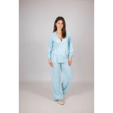 Костюм (блуза на запах+кюлоти) блакитний