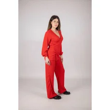 Костюм (блуза на запах+кюлоти) червоний