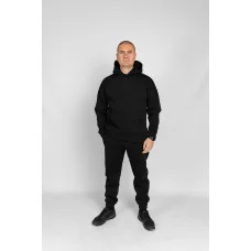 Костюм худі + штани на резинці  (тринитка на флісі) чорний 