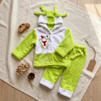 Дитячий махровий костюм "Умка" салатовий з капюшоном