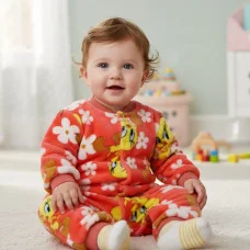 Комбінезон з махри на кнопці "Твітті" караловий відкрита ніжка