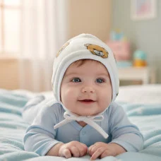 Чепчик з махри для немовляти Ведмедик 