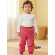 Махрові штани для немовляти однотонні рожеві