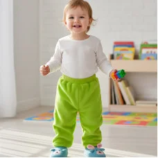 Махрові штани для немовляти однотонні салатові
