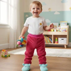 Махрові штани для немовляти однотонні малинові